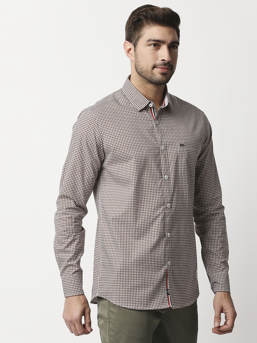 Thomas Scott Men Brown Relaxed Gingham Checks Checked Pure Cotton Casual Sustainable Shirt