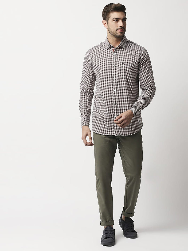 Thomas Scott Men Brown Relaxed Gingham Checks Checked Pure Cotton Casual Sustainable Shirt