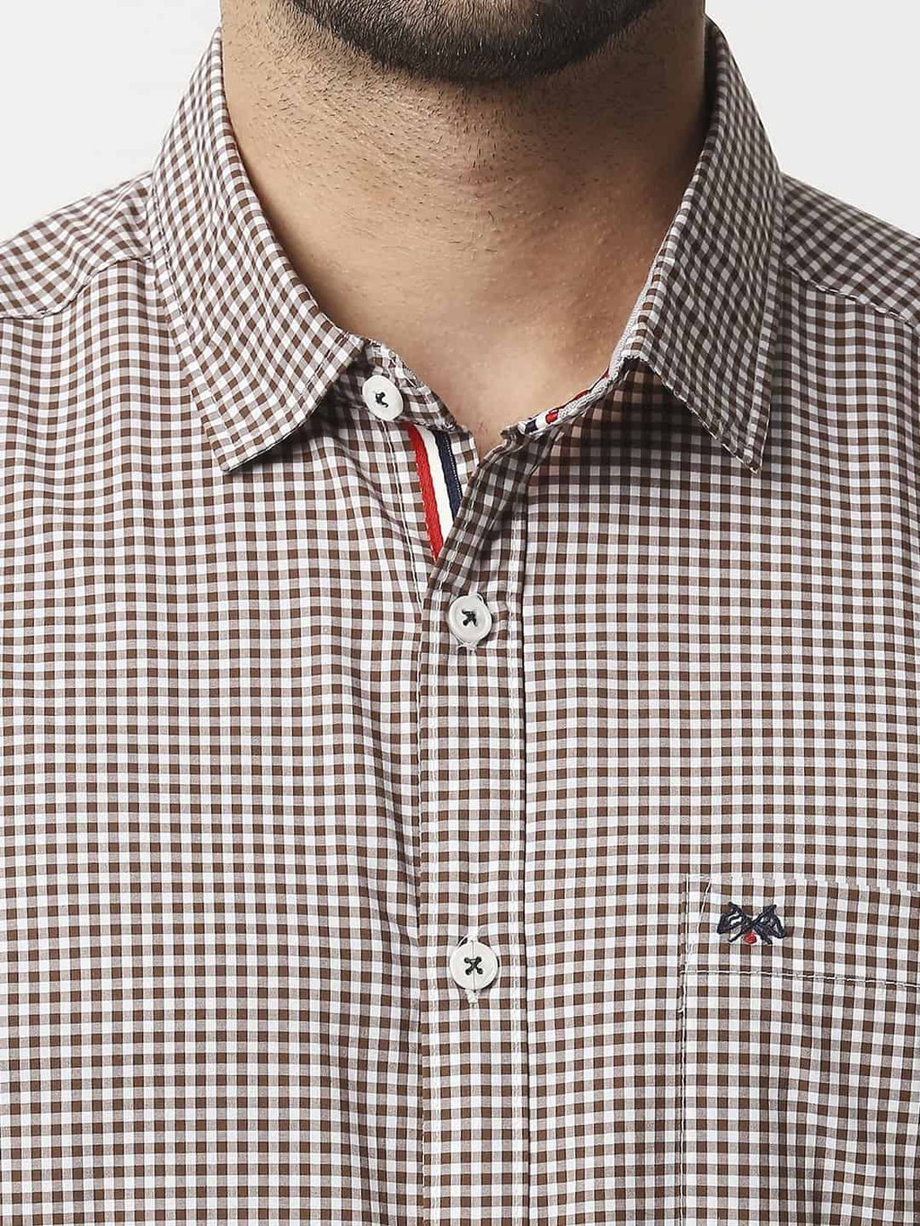 Thomas Scott Men Brown Relaxed Gingham Checks Checked Pure Cotton Casual Sustainable Shirt