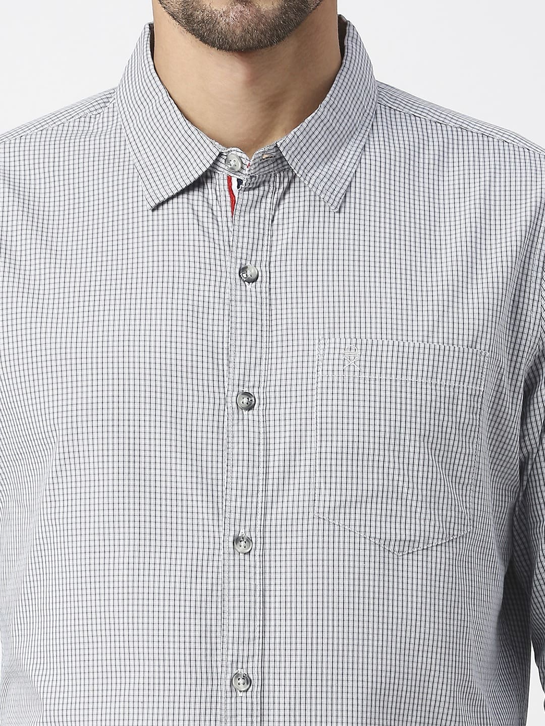 Thomas Scott Men Micro Checks Pure Cotton Slim Fit Casual Shirt