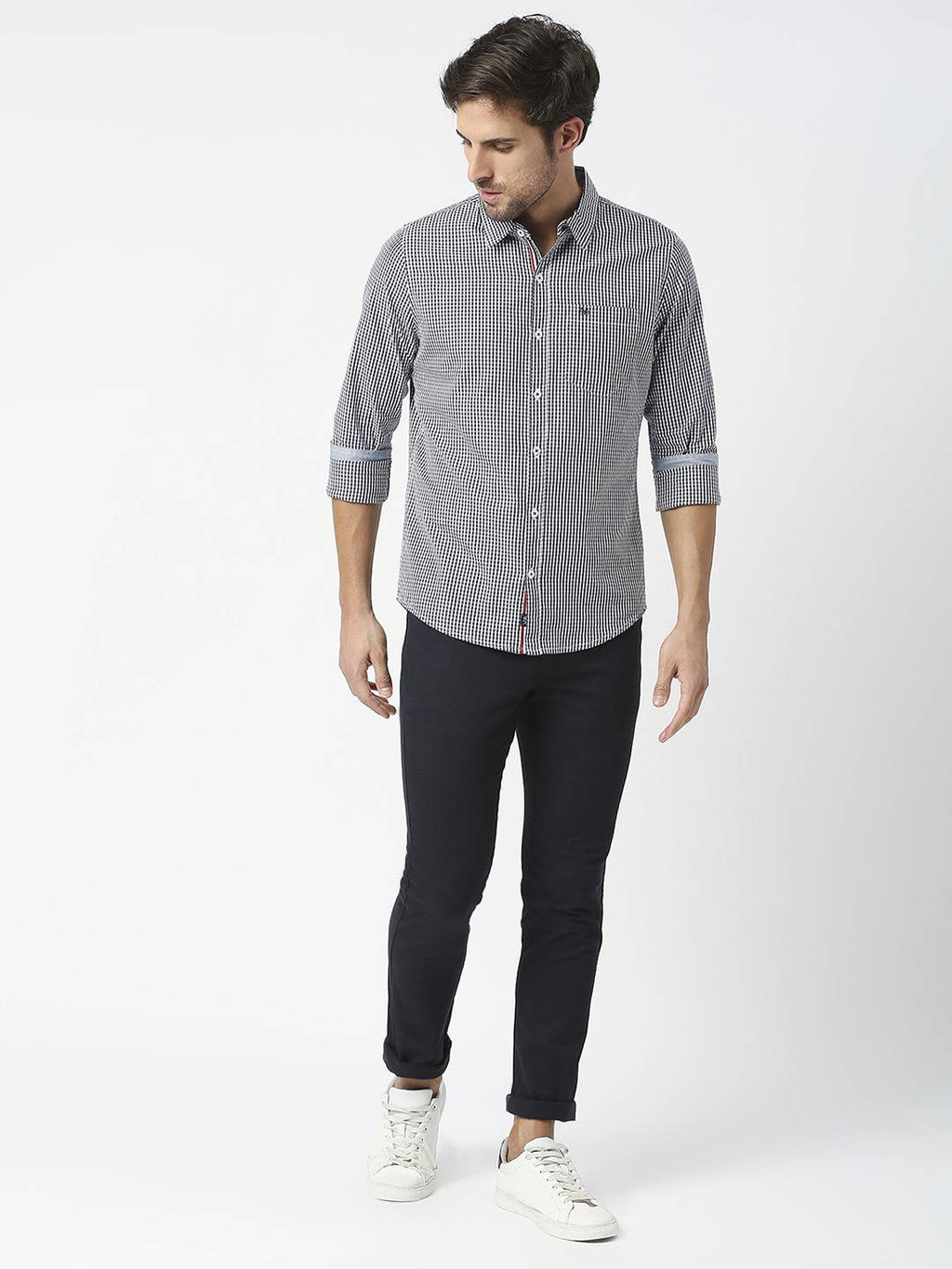 Thomas Scott Men Blue Relaxed Checked Cotton Casual Sustainable Shirt