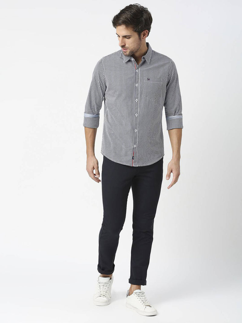Thomas Scott Men Blue Relaxed Checked Cotton Casual Sustainable Shirt