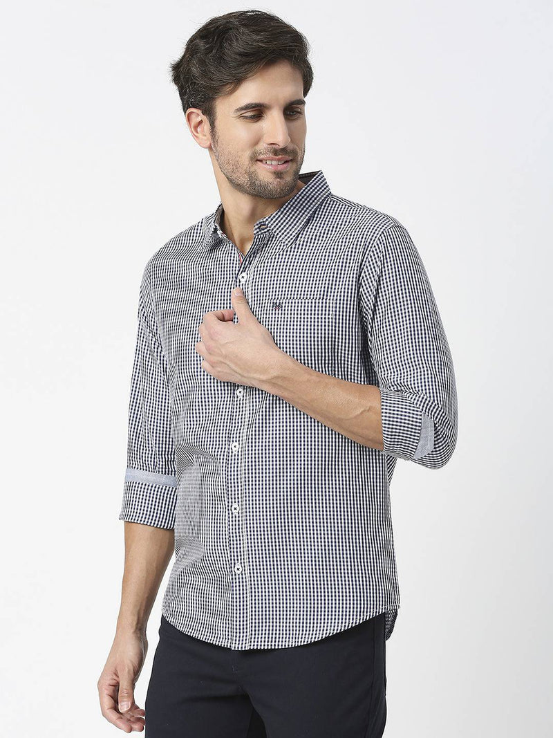 Thomas Scott Men Blue Relaxed Checked Cotton Casual Sustainable Shirt