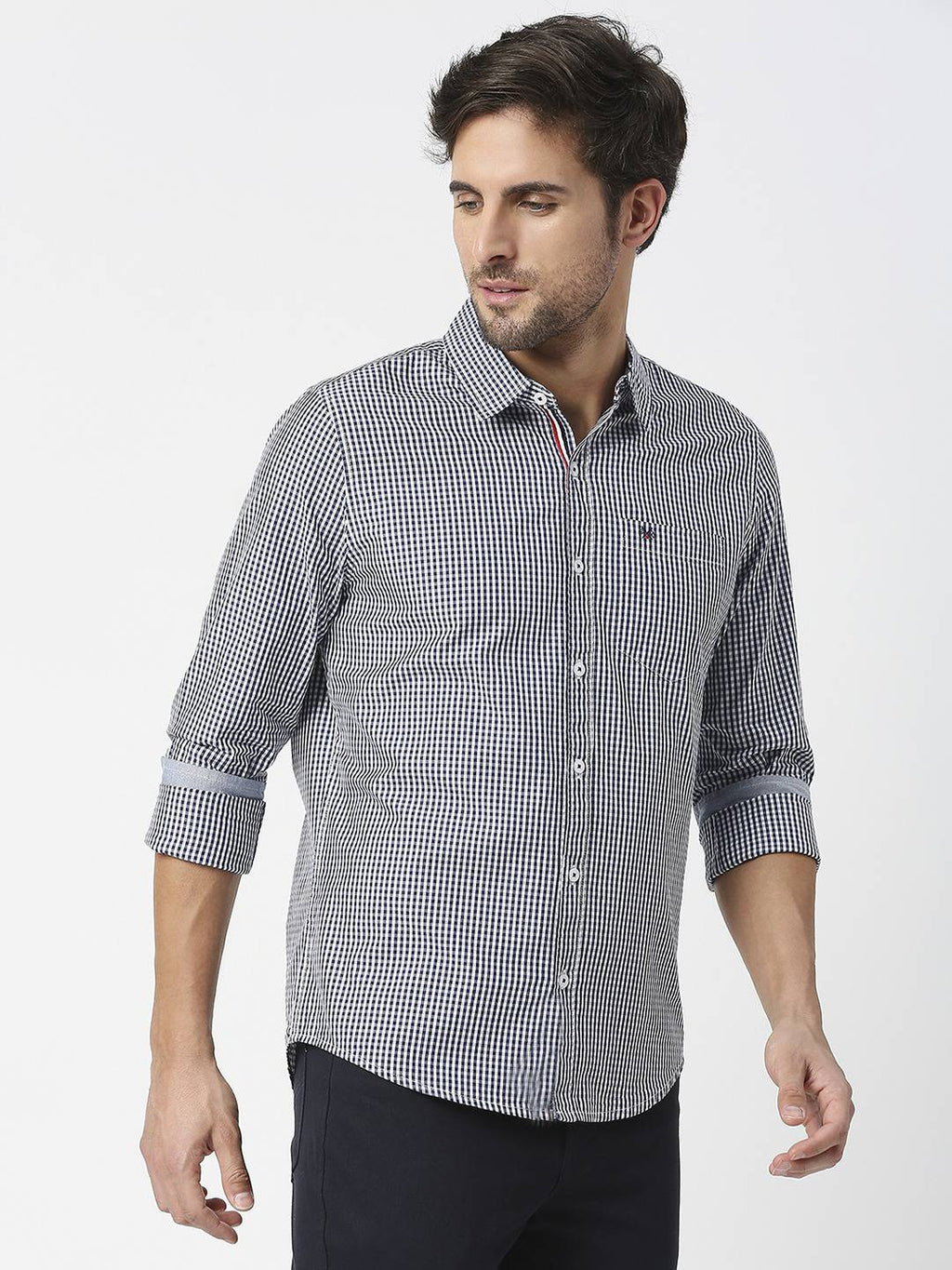 Thomas Scott Men Blue Relaxed Checked Cotton Casual Sustainable Shirt