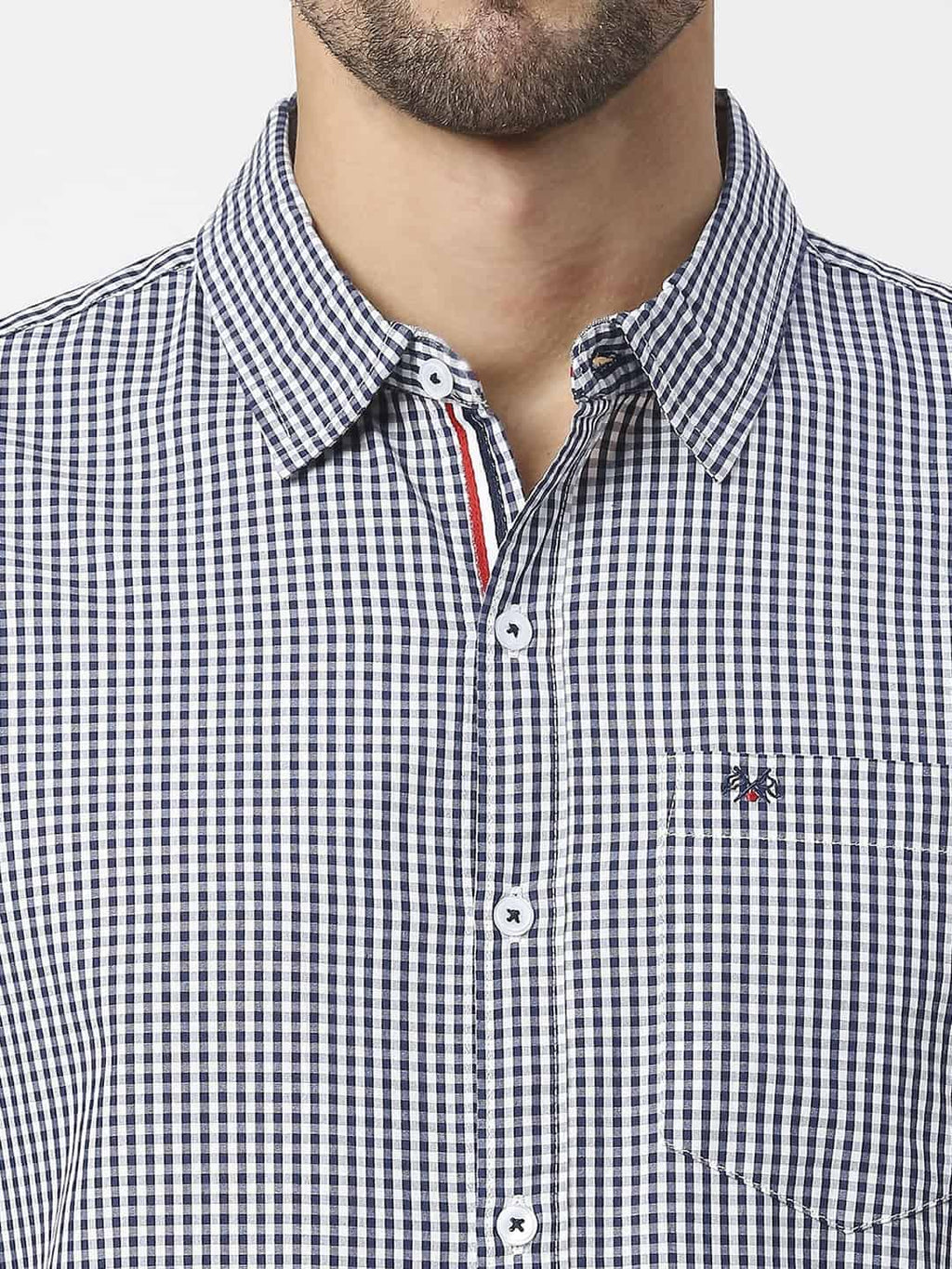 Thomas Scott Men Blue Relaxed Checked Cotton Casual Sustainable Shirt