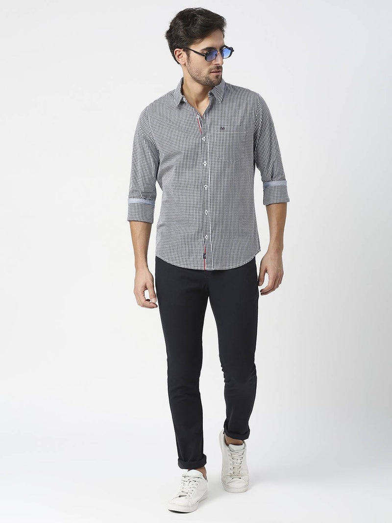 Thomas Scott Men Blue Relaxed Checked Cotton Casual Sustainable Shirt