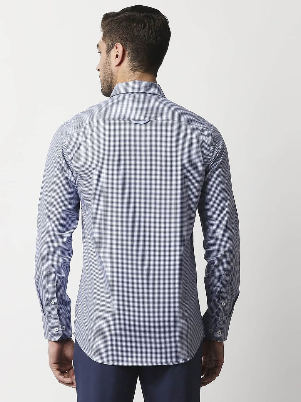 Thomas Scott Men Blue Relaxed Micro Checks Checked Casual Sustainable Shirt