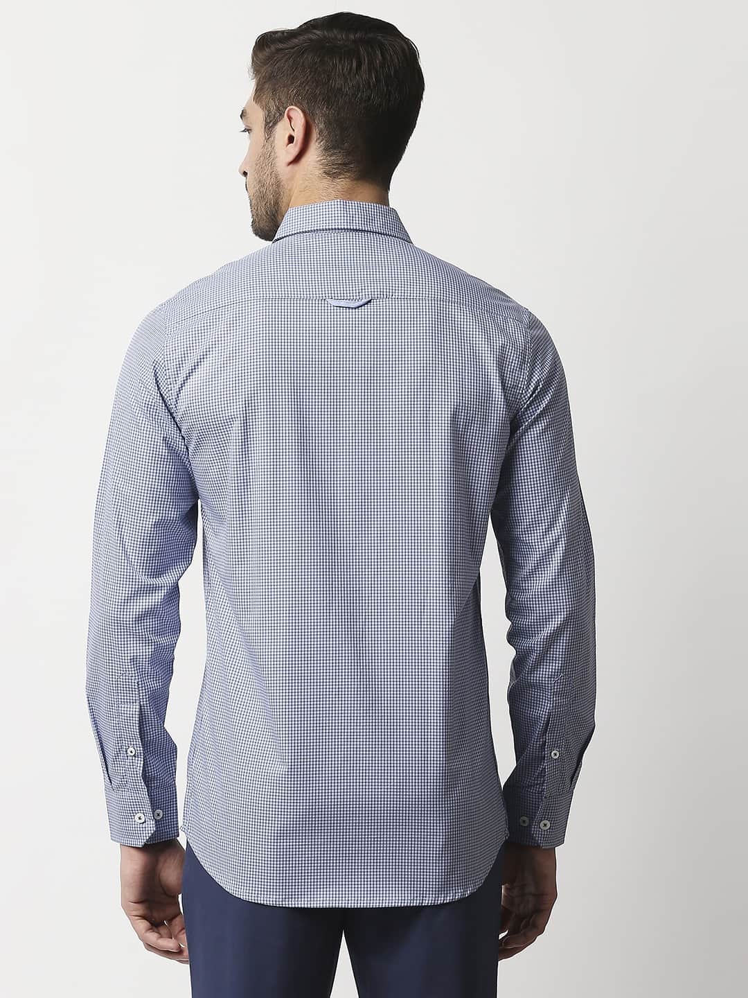 Thomas Scott Men Blue Relaxed Micro Checks Checked Casual Sustainable Shirt
