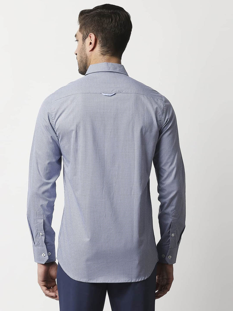 Thomas Scott Men Blue Relaxed Micro Checks Checked Casual Sustainable Shirt
