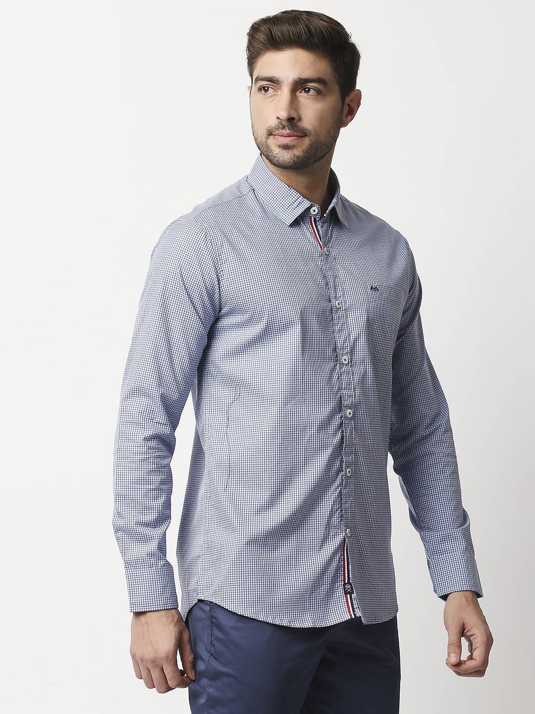 Thomas Scott Men Blue Relaxed Micro Checks Checked Casual Sustainable Shirt