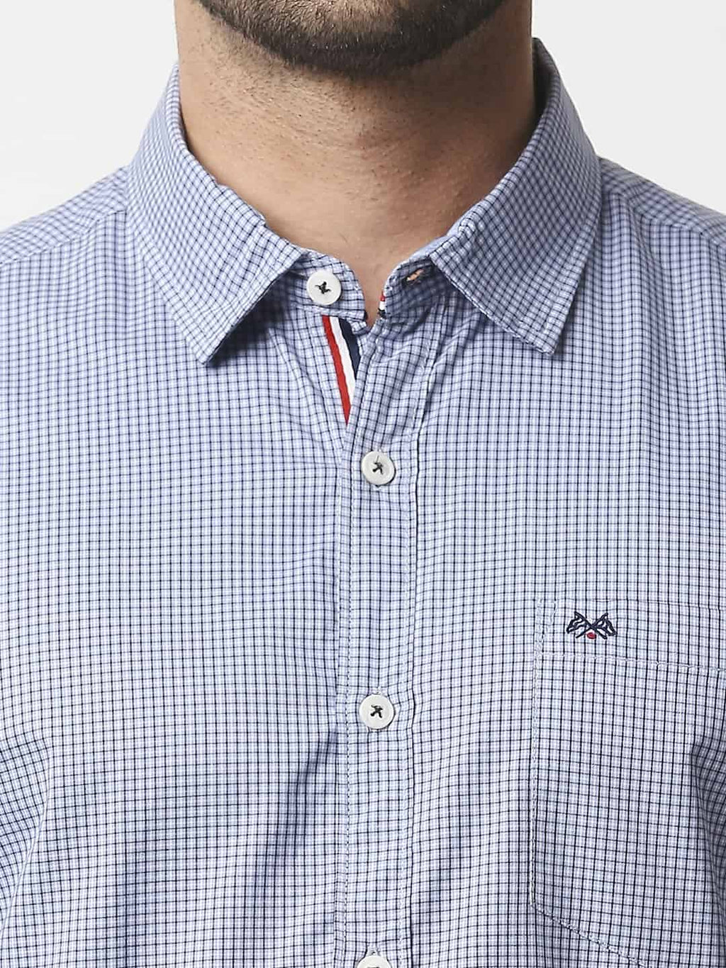Thomas Scott Men Blue Relaxed Micro Checks Checked Casual Sustainable Shirt