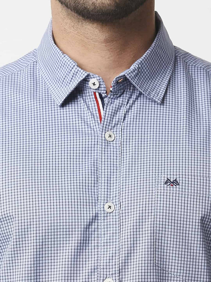 Thomas Scott Men Blue Relaxed Micro Checks Checked Casual Sustainable Shirt
