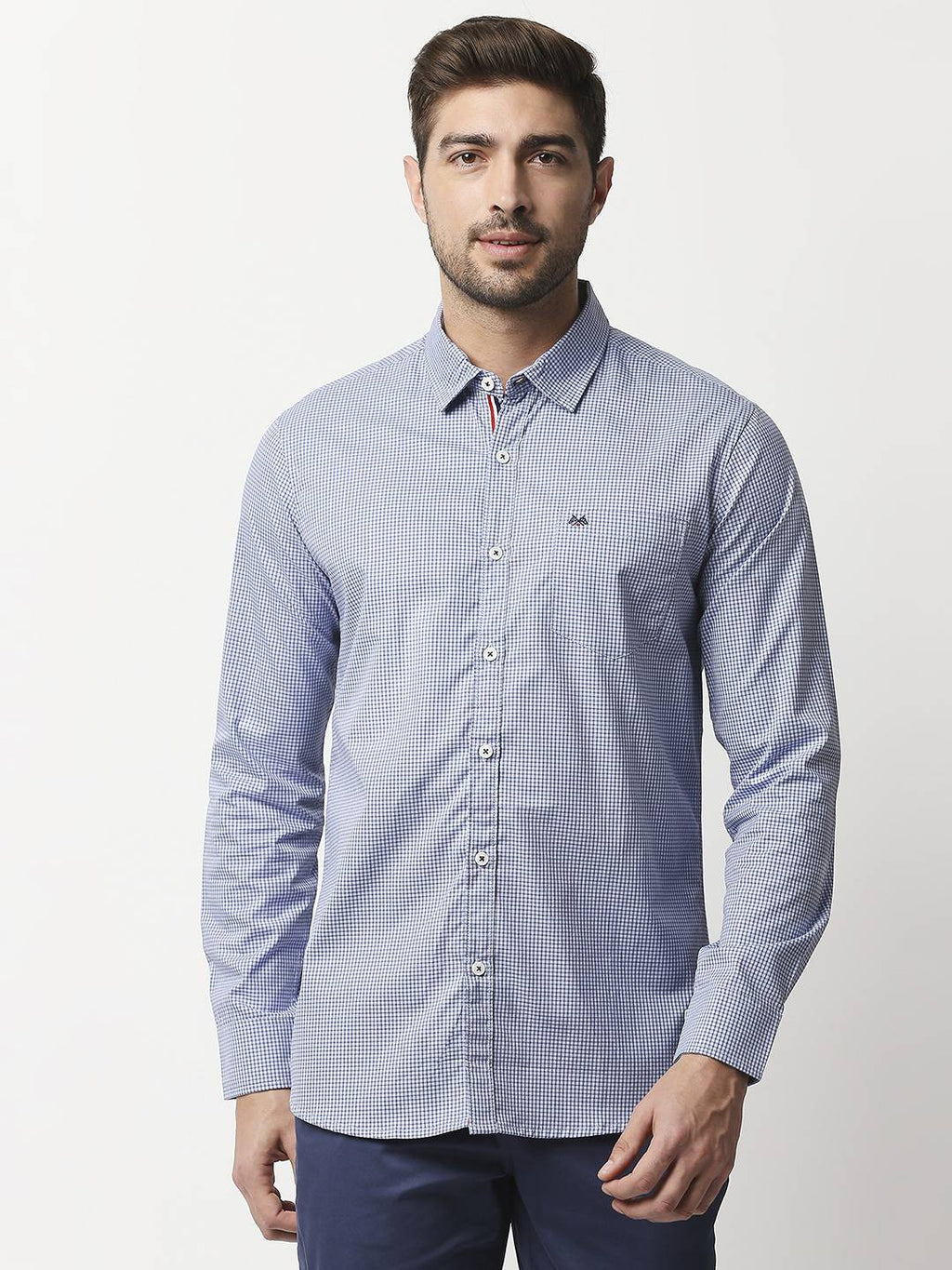Thomas Scott Men Blue Relaxed Micro Checks Checked Casual Sustainable Shirt