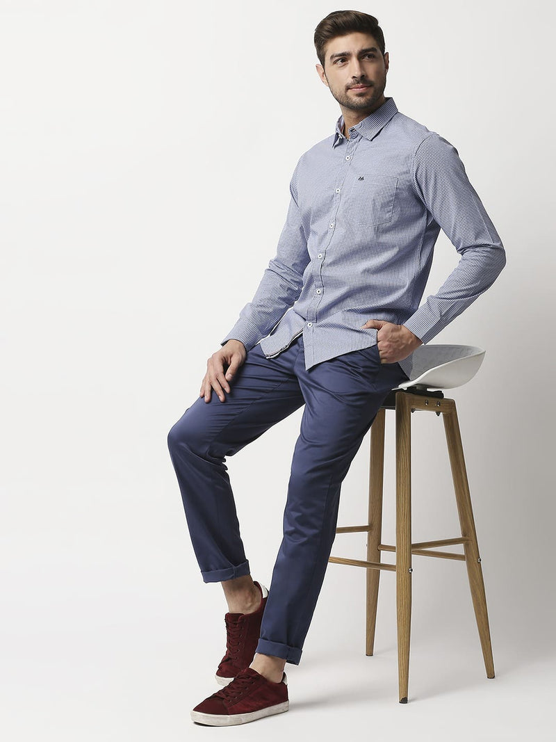 Thomas Scott Men Blue Relaxed Micro Checks Checked Casual Sustainable Shirt