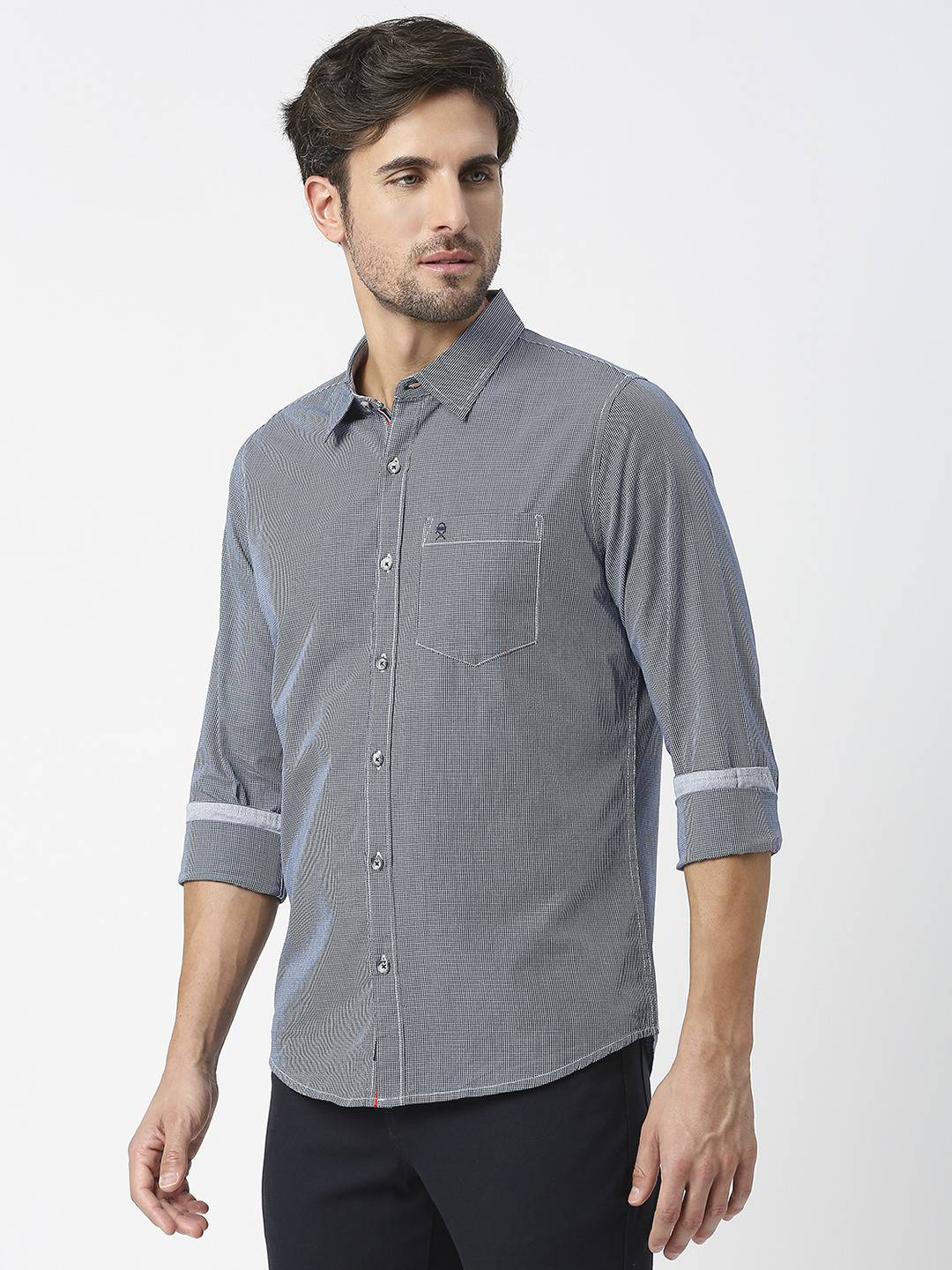 Thomas Scott Men Checked Pure Cotton Slim Fit Casual Shirt