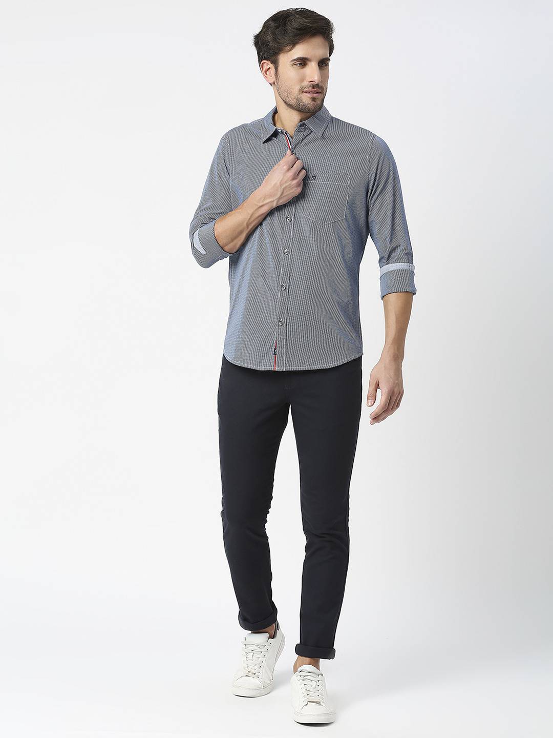 Thomas Scott Men Checked Pure Cotton Slim Fit Casual Shirt
