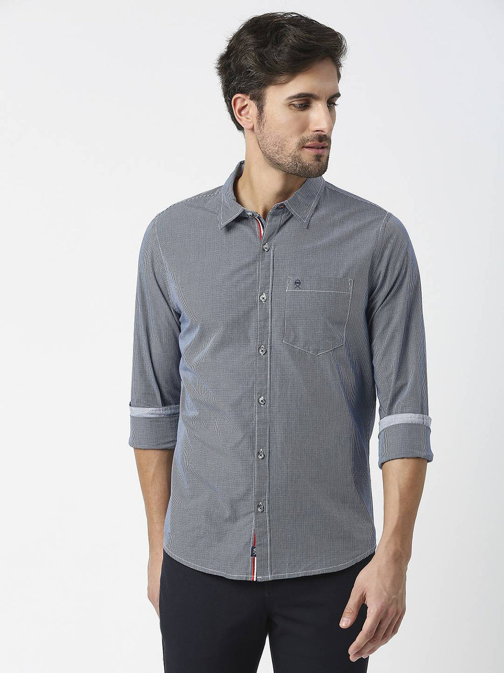 Thomas Scott Men Checked Pure Cotton Slim Fit Casual Shirt
