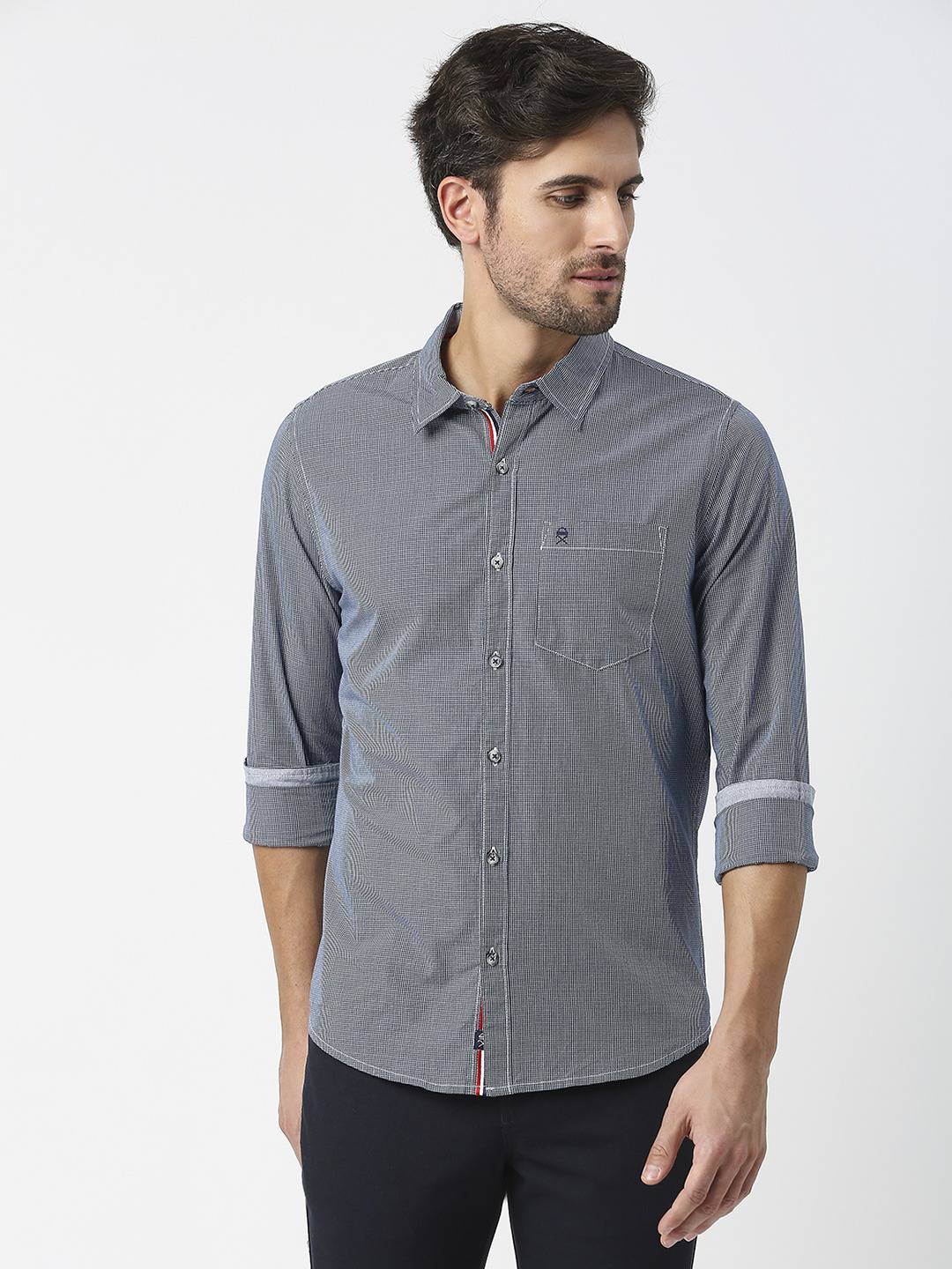 Thomas Scott Men Checked Pure Cotton Slim Fit Casual Shirt