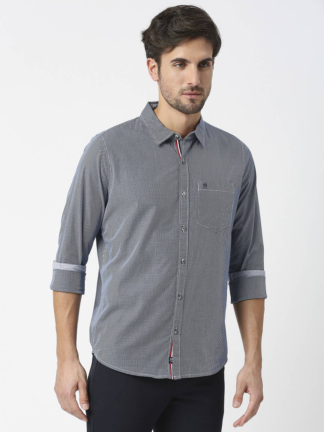 Thomas Scott Men Checked Pure Cotton Slim Fit Casual Shirt