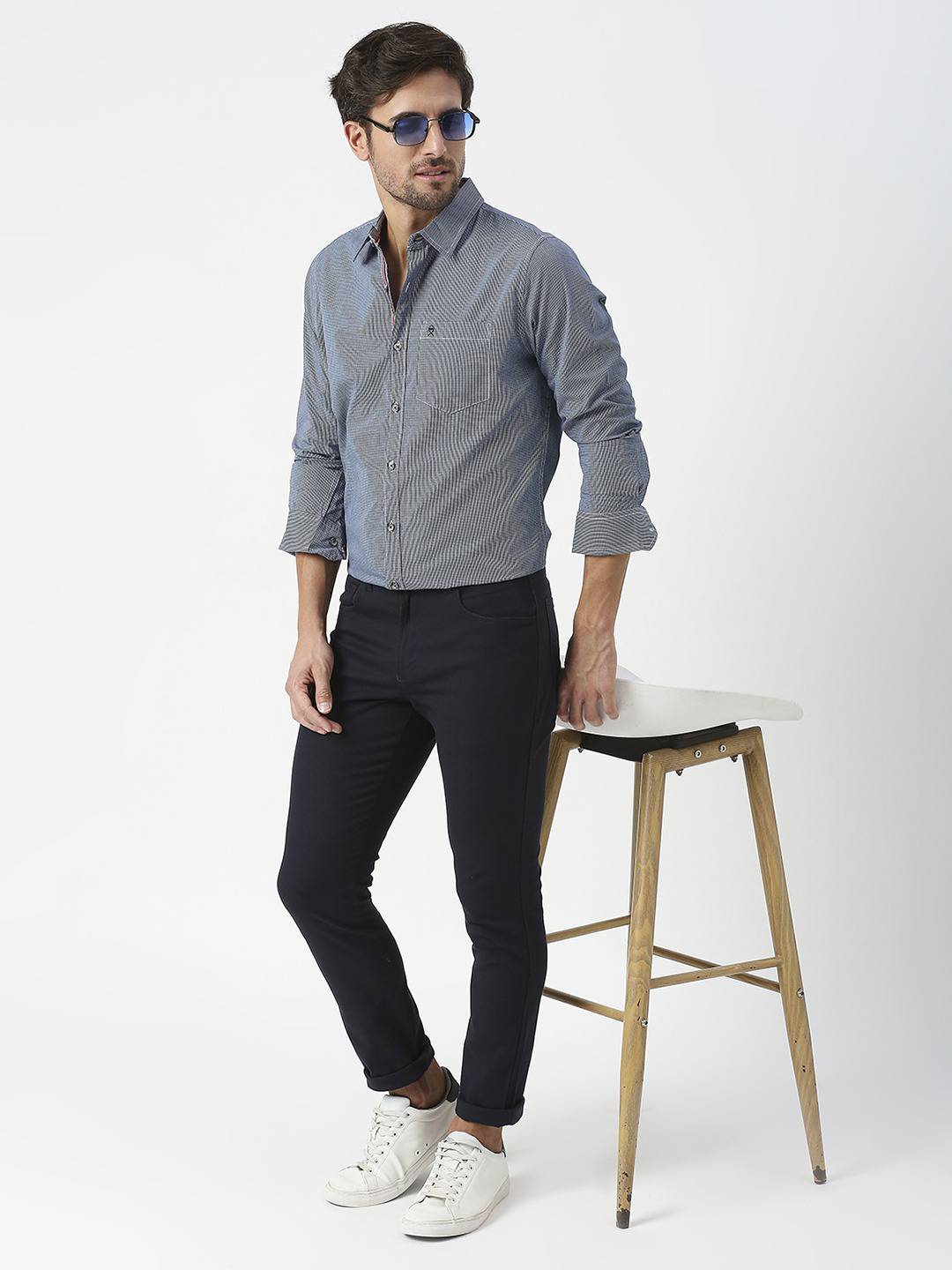 Thomas Scott Men Checked Pure Cotton Slim Fit Casual Shirt