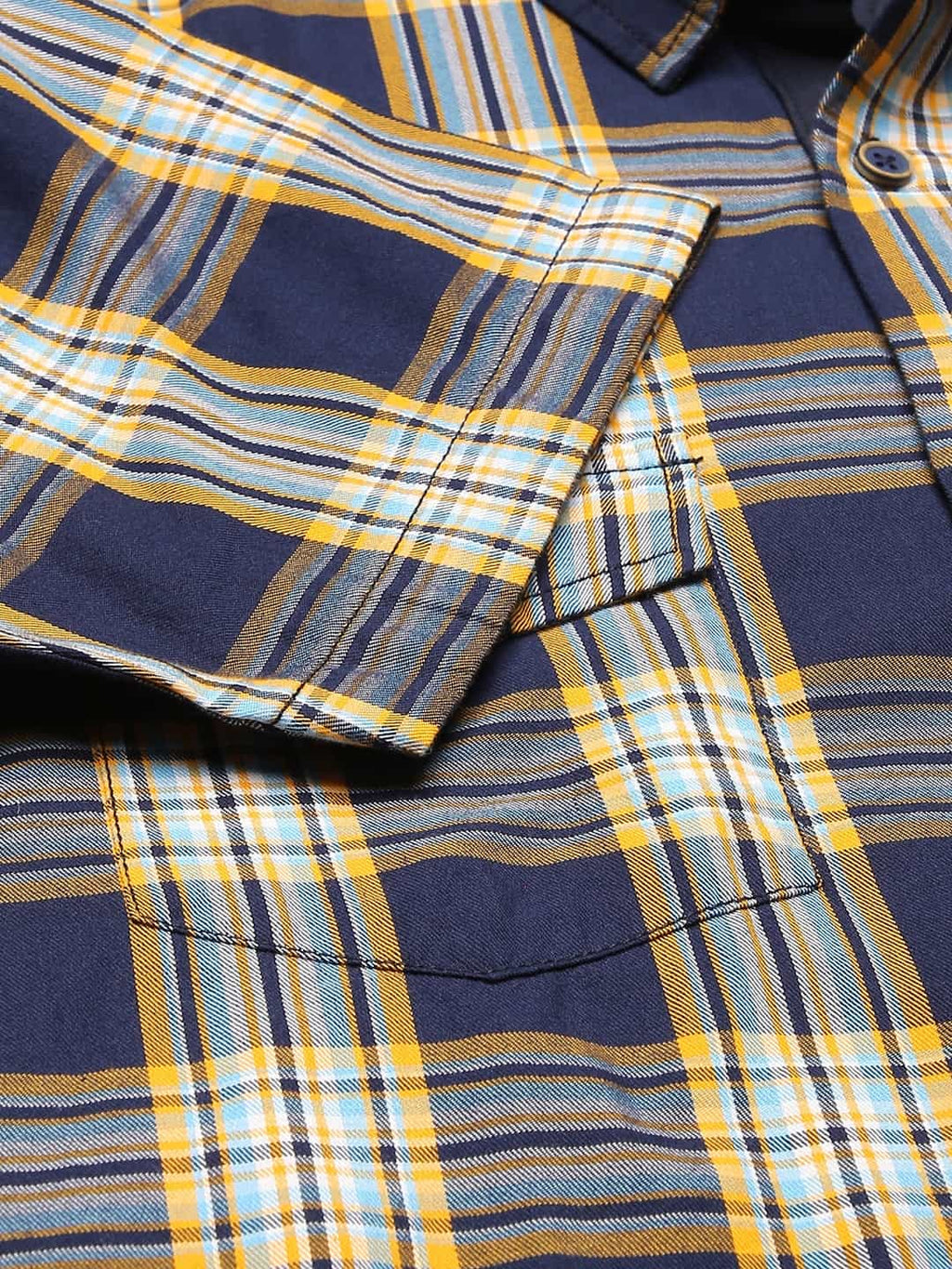 Thomas Scott Men Blue Slim Fit Tartan Checks Pure Cotton Casual Sustainable Shirt