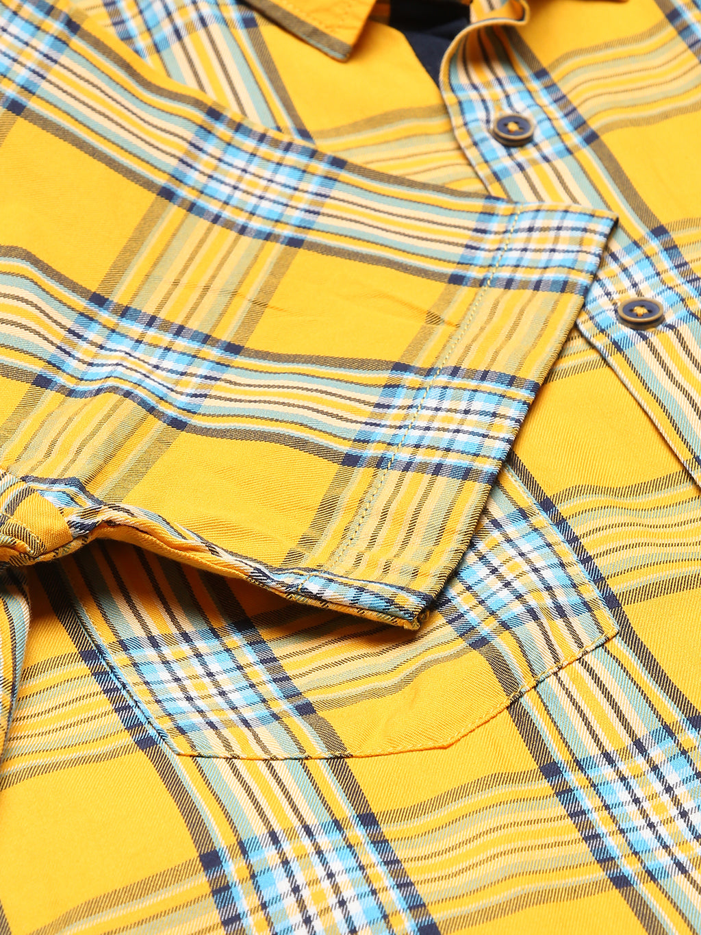 Thomas Scott Men Yellow Slim Fit Checked Cotton Casual Sustainable Shirt
