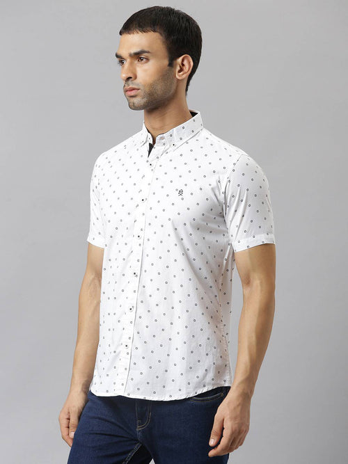 Thomas Scott Men White Relaxed Slim Fit Floral Printed Casual Shirt
