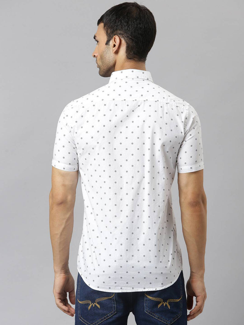 Thomas Scott Men White Relaxed Slim Fit Floral Printed Casual Shirt