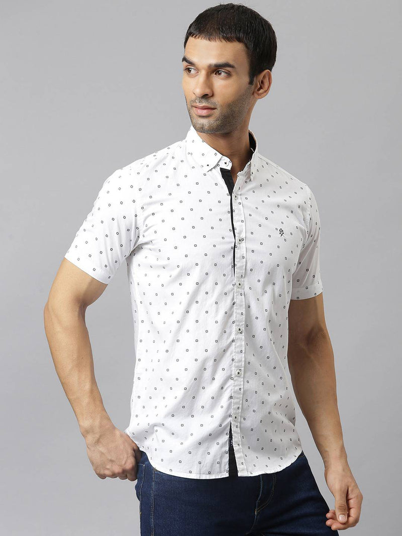 Thomas Scott Men White Relaxed Slim Fit Floral Printed Casual Shirt