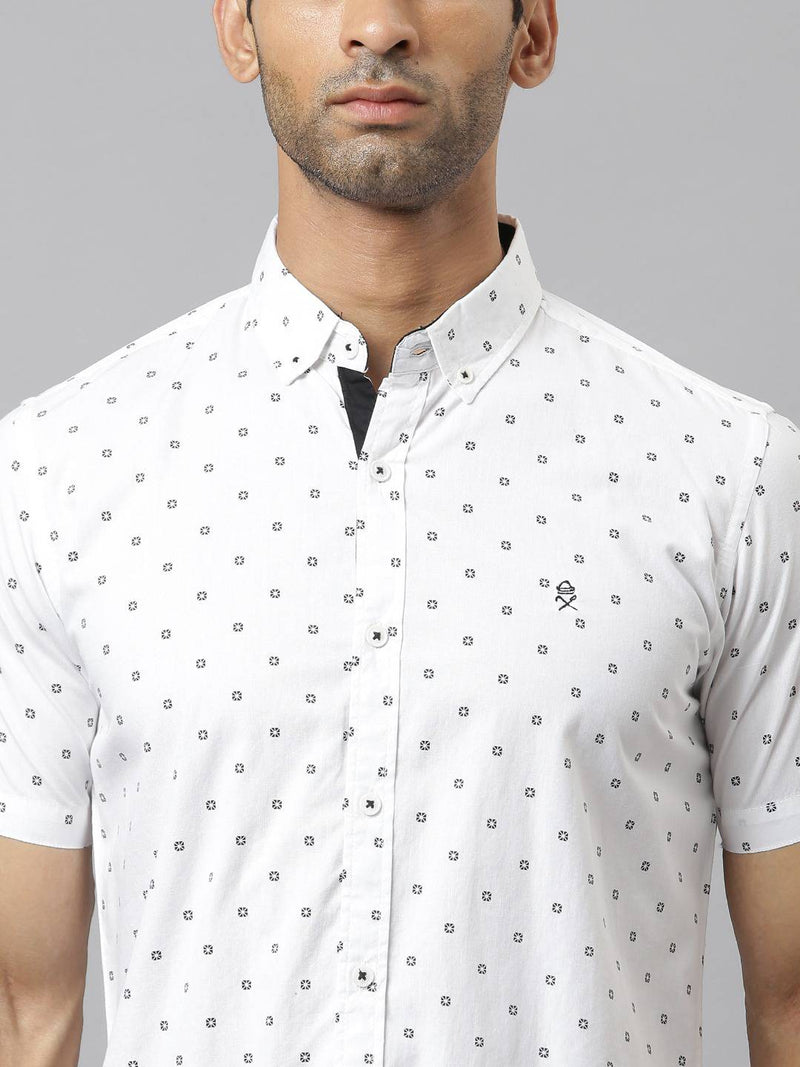 Thomas Scott Men White Relaxed Slim Fit Floral Printed Casual Shirt
