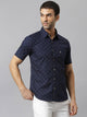 Blue & Yellow Slim Fit Printed Pure Cotton Casual Sustainable Shirt For Men