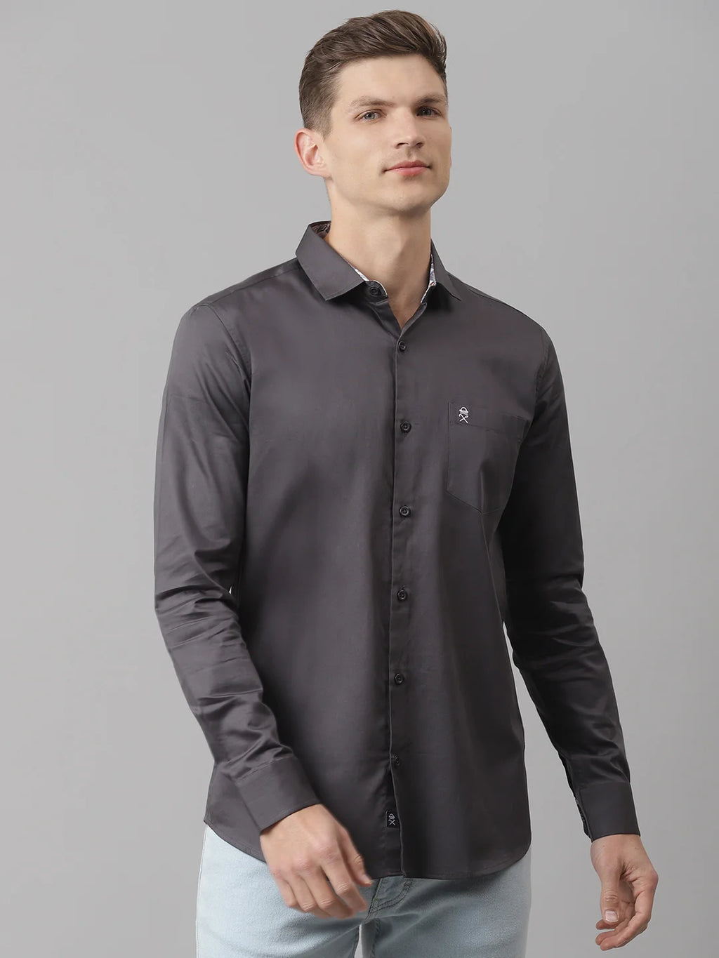 Thomas Scott Men Grey Relaxed Pure Cotton Casual Sustainable Shirt