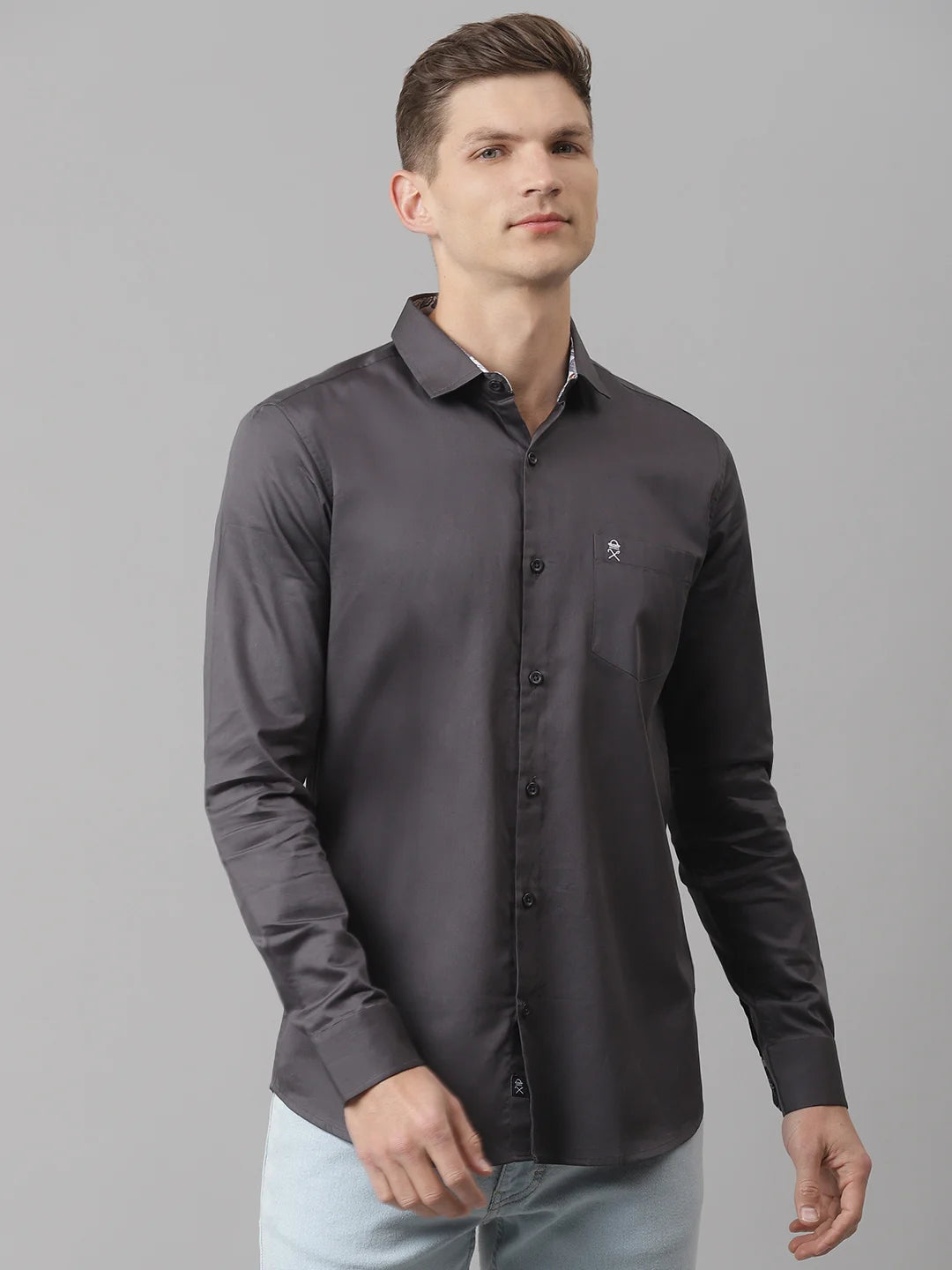 Thomas Scott Men Grey Relaxed Pure Cotton Casual Sustainable Shirt