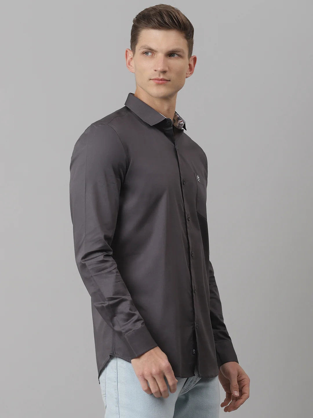 Thomas Scott Men Grey Relaxed Pure Cotton Casual Sustainable Shirt