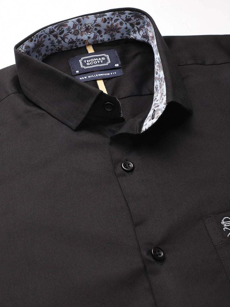 Thomas Scott Men Black Relaxed Pure Cotton Casual Sustainable Shirt
