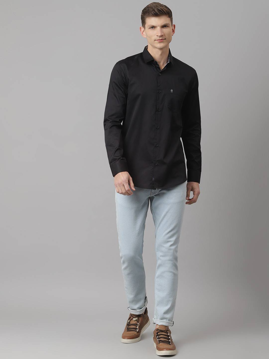 Thomas Scott Men Black Relaxed Pure Cotton Casual Sustainable Shirt