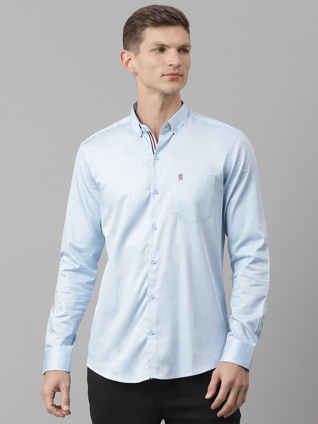 Blue Regular Fit Relaxed Cotton Casual Sustainable Shirt For Men