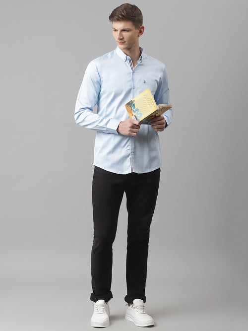 Thomas Scott Men Blue Regular Fit Relaxed Cotton Casual Sustainable Shirt