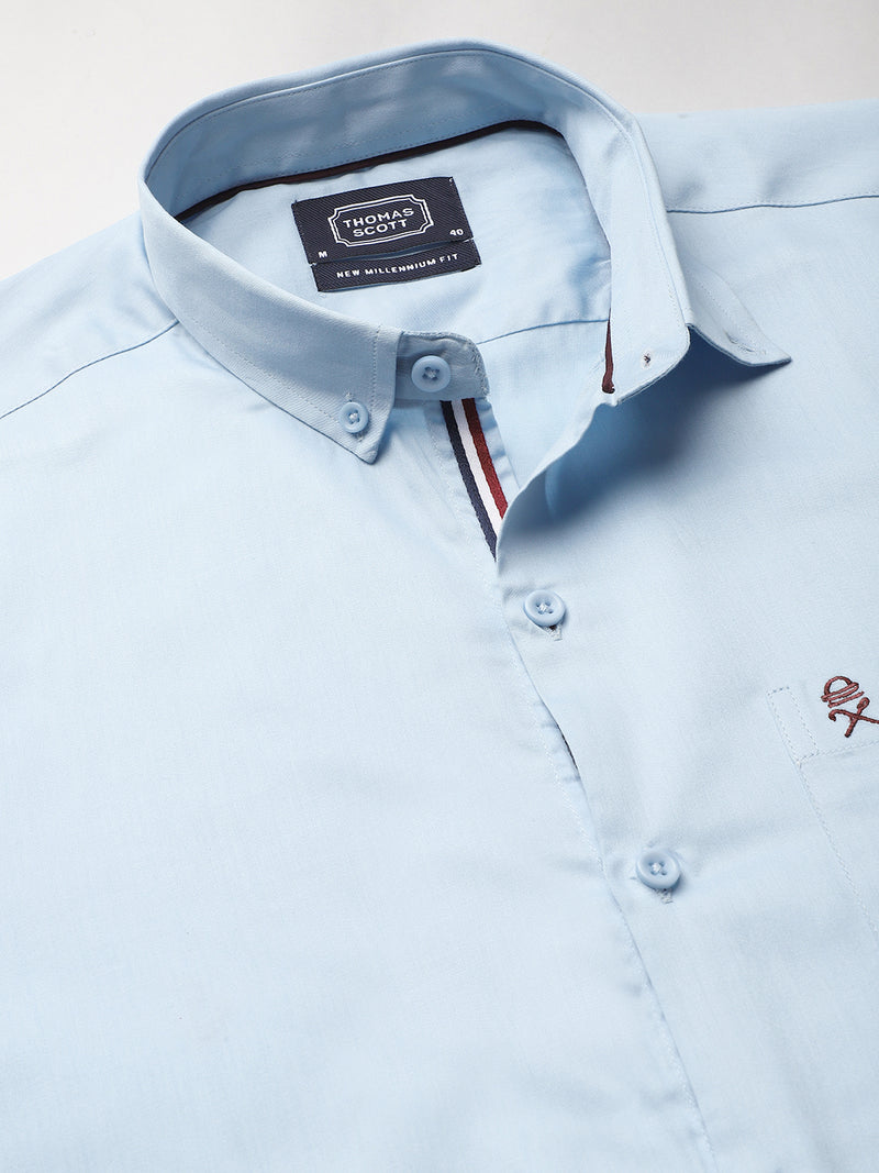 Thomas Scott Men Blue Regular Fit Relaxed Cotton Casual Sustainable Shirt