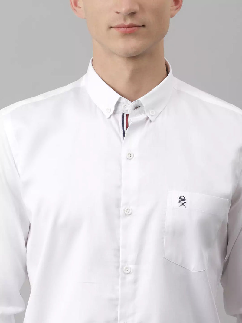 Thomas Scott Men White Relaxed Button-Down Collar Pure Cotton Casual Sustainable Shirt