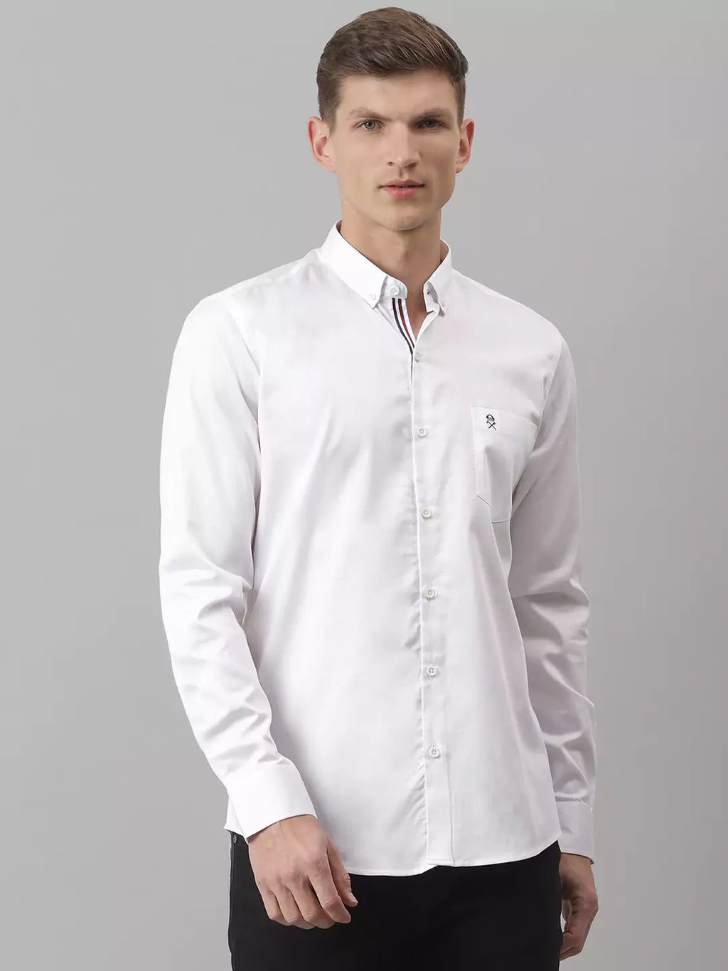 Thomas Scott Men White Relaxed Button-Down Collar Pure Cotton Casual Sustainable Shirt