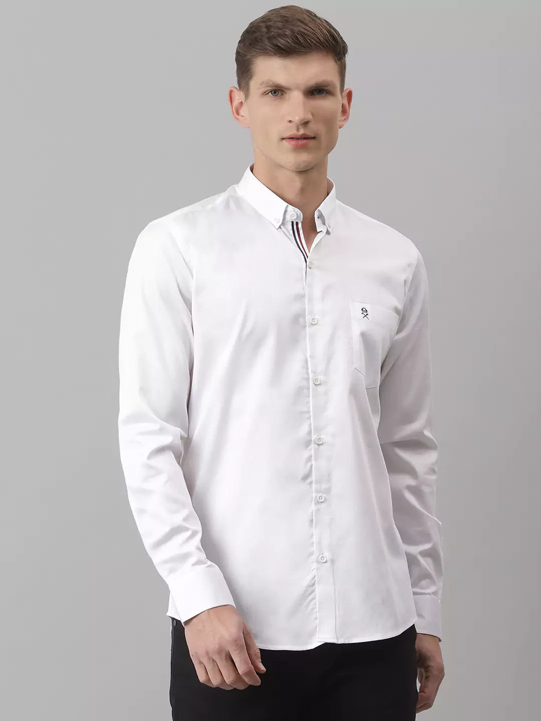 Thomas Scott Men White Relaxed Button-Down Collar Pure Cotton Casual Sustainable Shirt