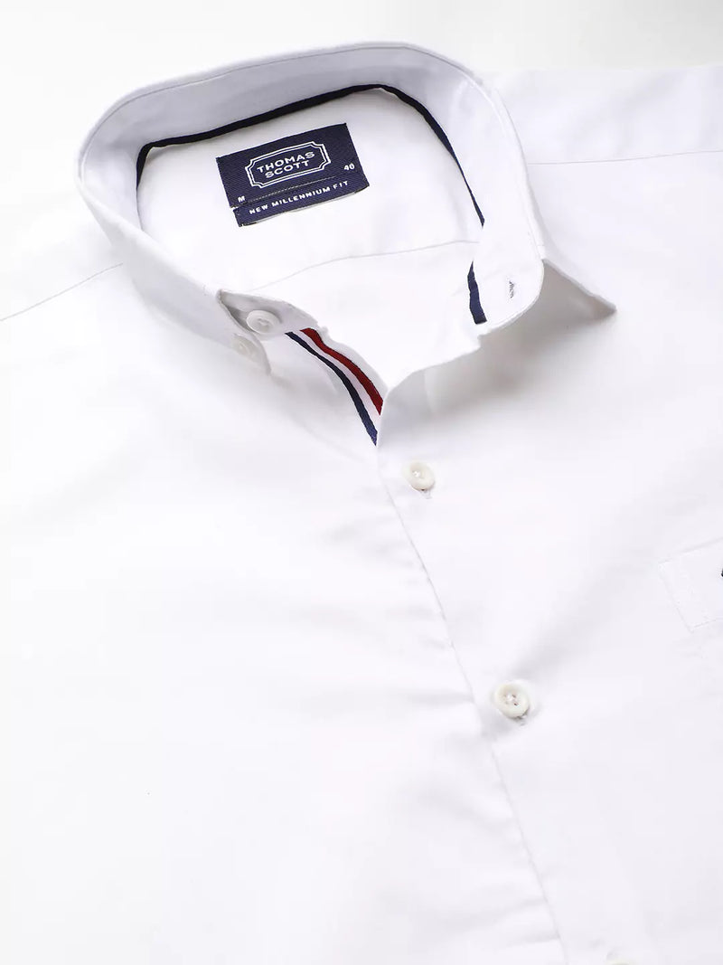 Thomas Scott Men White Relaxed Button-Down Collar Pure Cotton Casual Sustainable Shirt