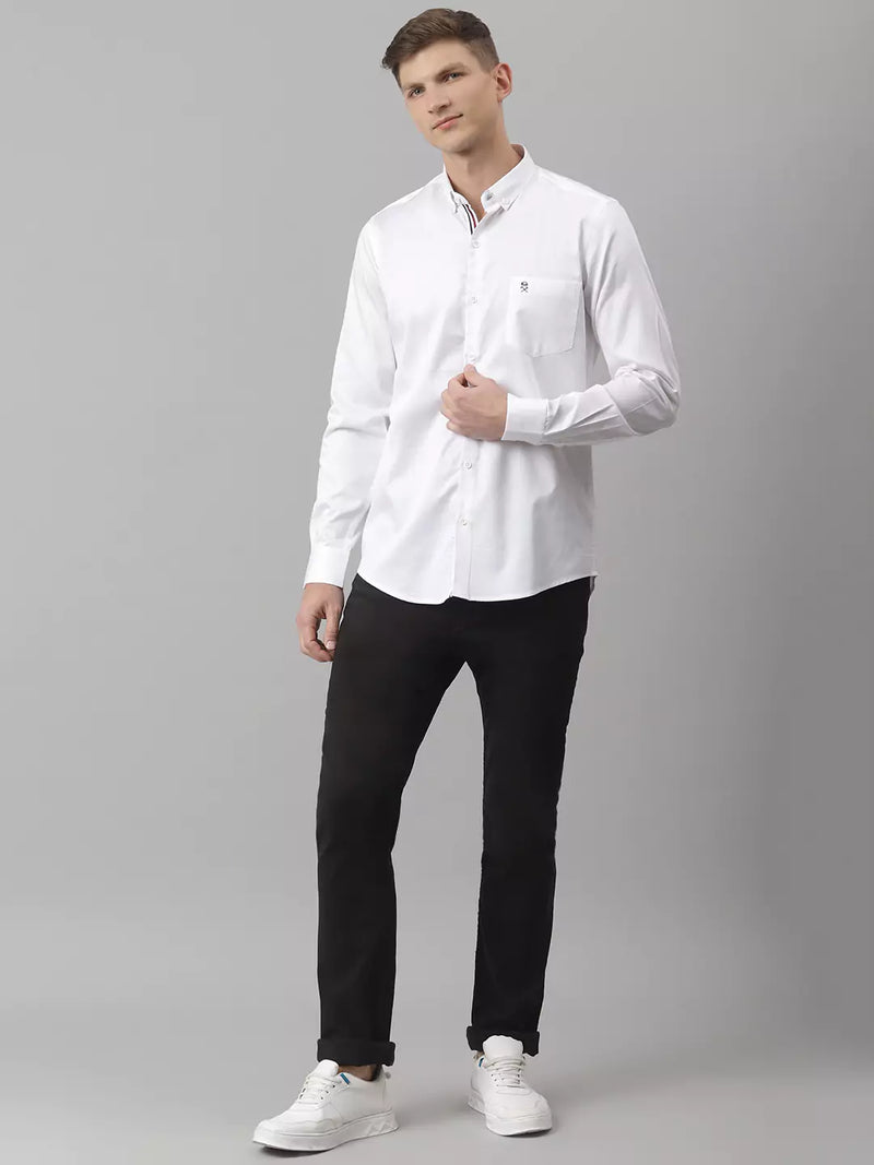 Thomas Scott Men White Relaxed Button-Down Collar Pure Cotton Casual Sustainable Shirt