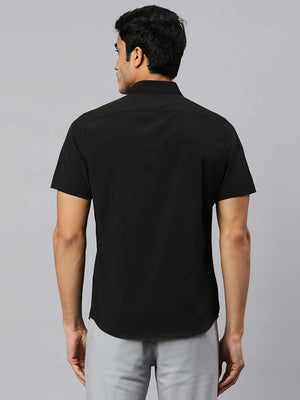 Thomas Scott Men Classic Slim Fit 4 Way Stretch Spread Collar Casual Shirt