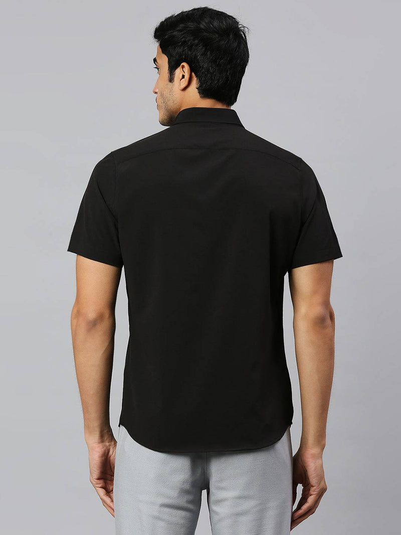 Thomas Scott Men Classic Slim Fit 4 Way Stretch Spread Collar Casual Shirt