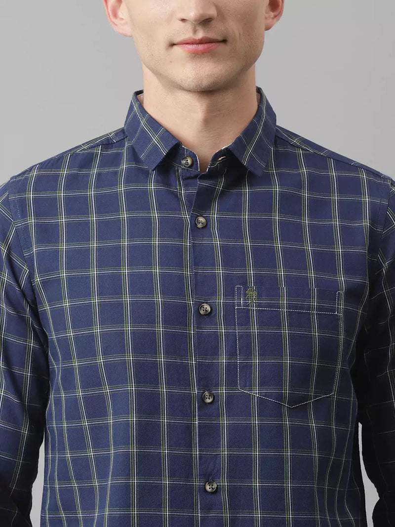 Thomas Scott Men Blue Slim Fit Cotton Checked Casual Sustainable Shirt