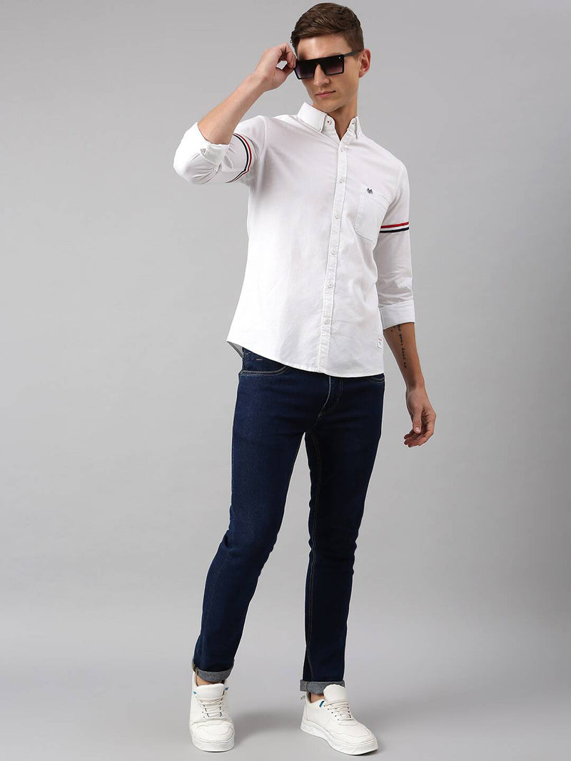 Thomas Scott Men White Slim Fit Pure Cotton Casual Sustainable Shirt