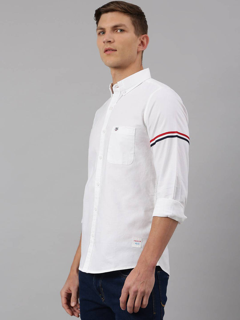 Thomas Scott Men White Slim Fit Pure Cotton Casual Sustainable Shirt