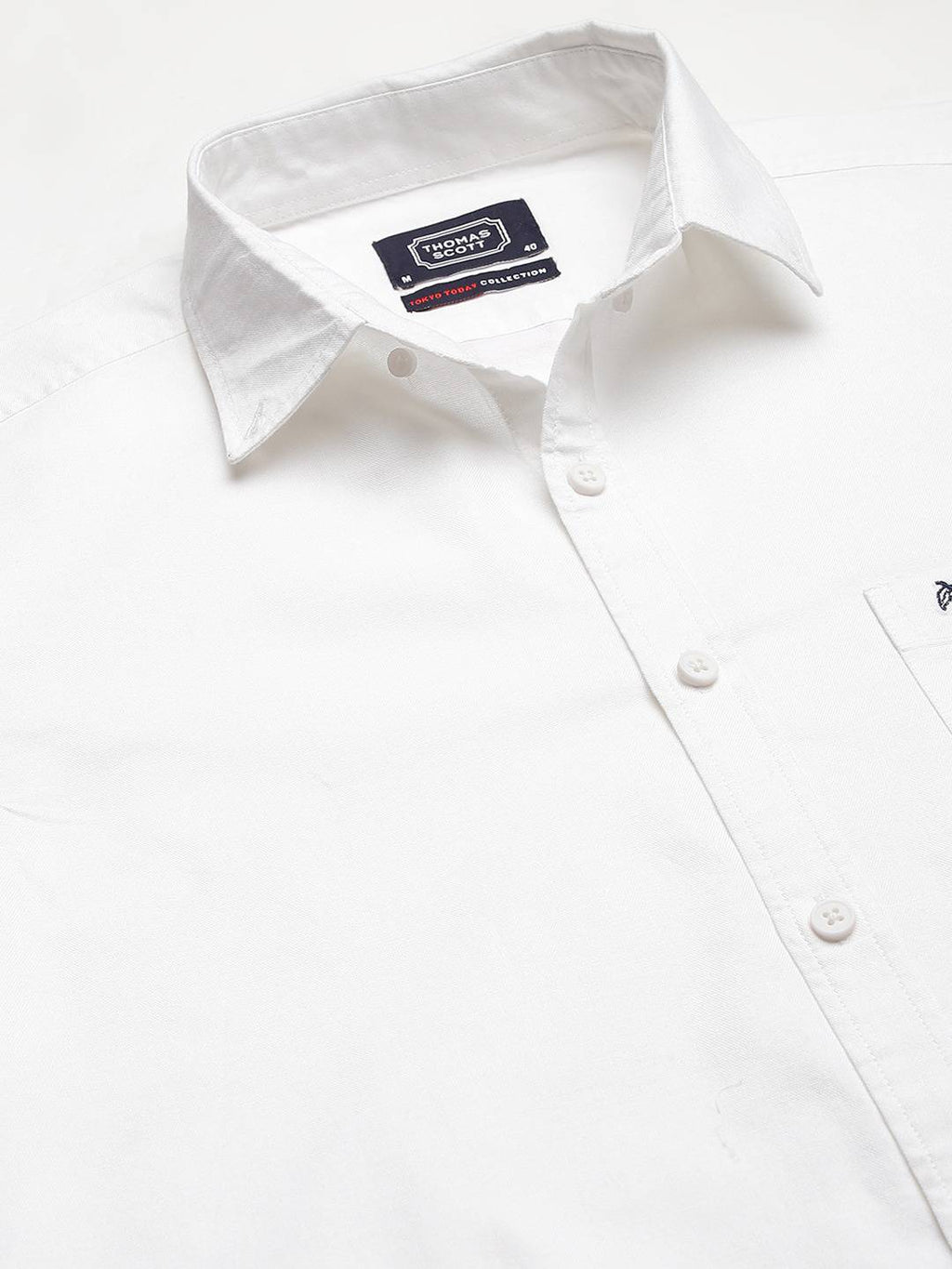 Thomas Scott Men White Slim Fit Pure Cotton Casual Sustainable Shirt